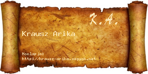 Krausz Arika névjegykártya